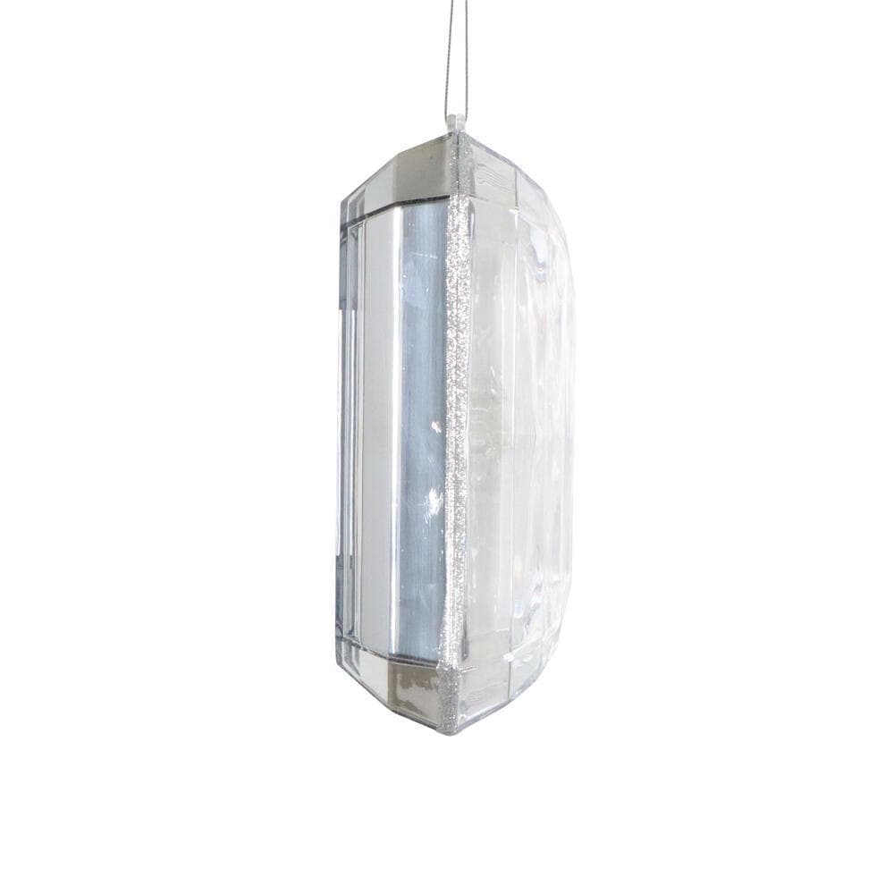 Silver Rectangle 8 Inch Jewel Glitter Gem Ornament , Wreath Embellishment, Wreath Supply