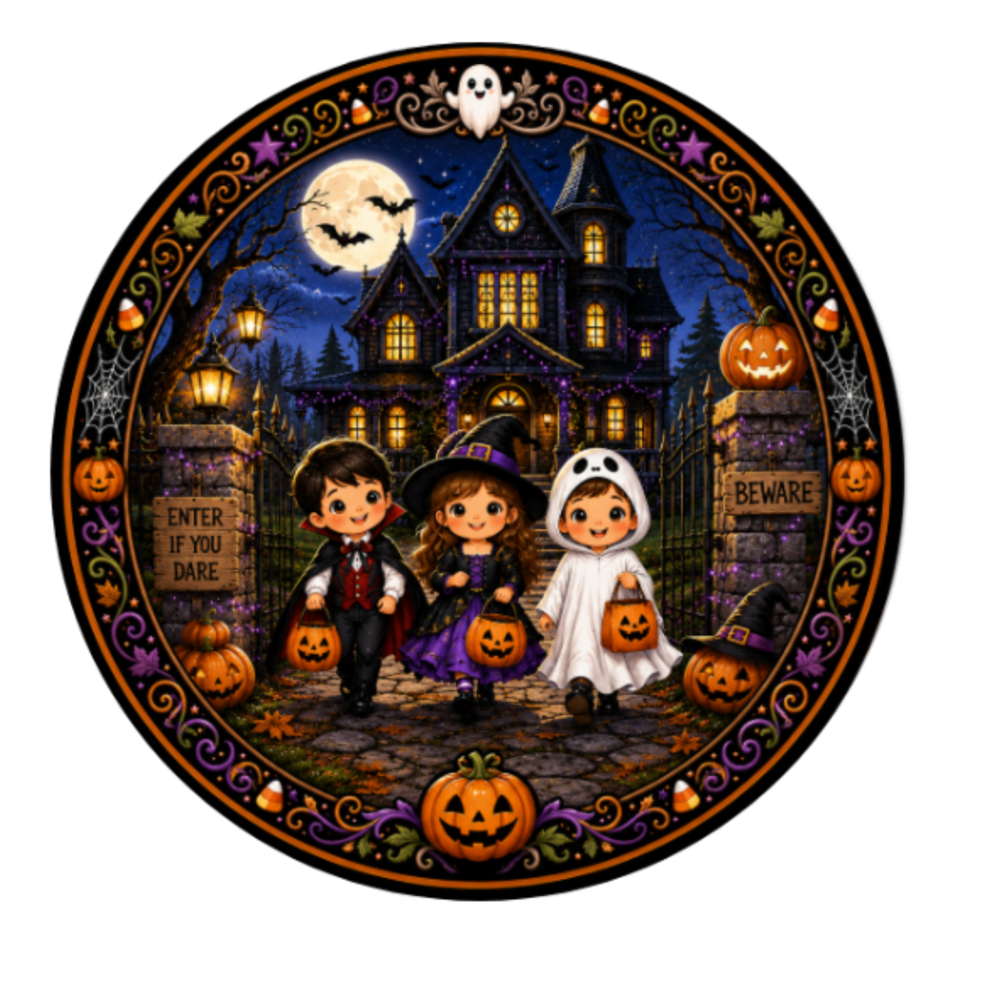Trick or Treat Kids 10" Wreath Sign, Home Decor, The Ritzy Cactus