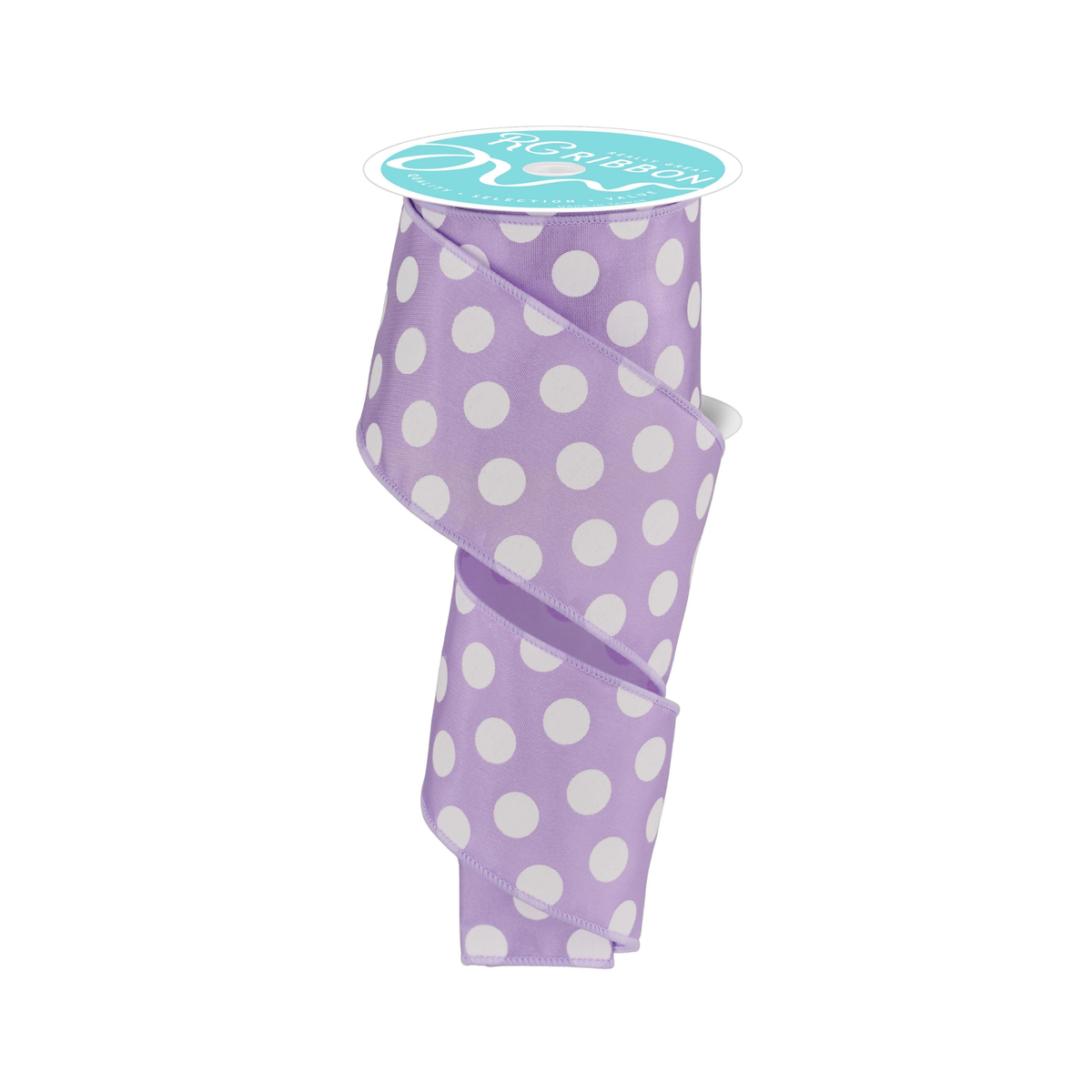 Lavender Polka Dot Satin Wired Ribbon 2.5" x 10 Yards, Spring Wreath Ribbon, Craft Supplies, Whimsical Ribbon
