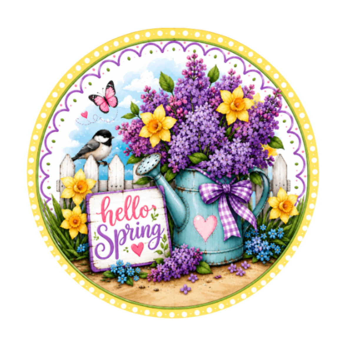10" Lilac Spring Sign, Metal Wreath Sign, Home Decor