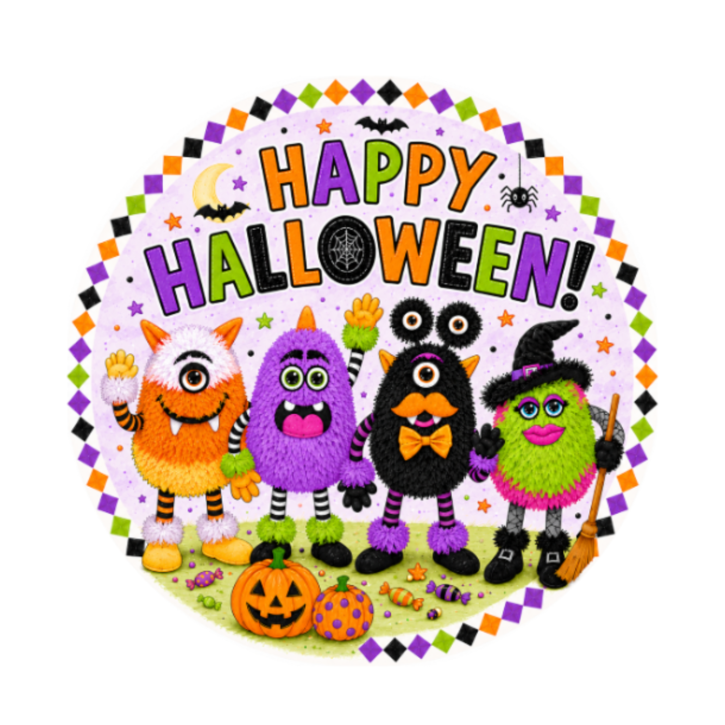 Monster Halloween 10" Wreath Sign, Home Decor, The Ritzy Cactus