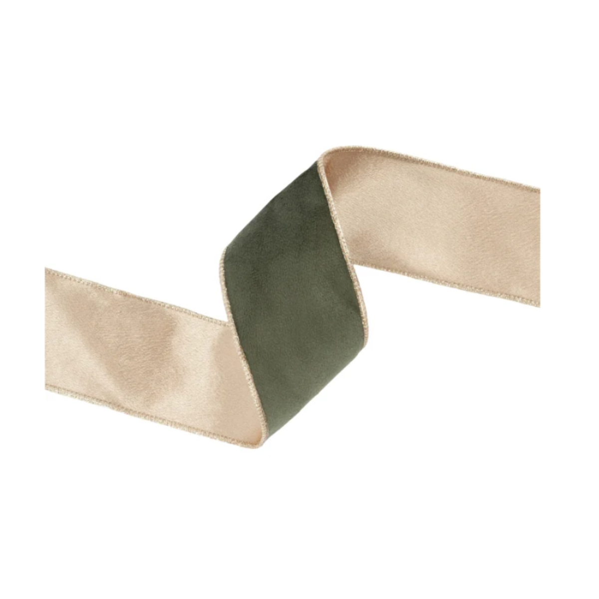 Reversible Moss Gold Wired Ribbon – 2.5" x 10 Yards, Wreath Ribbon
