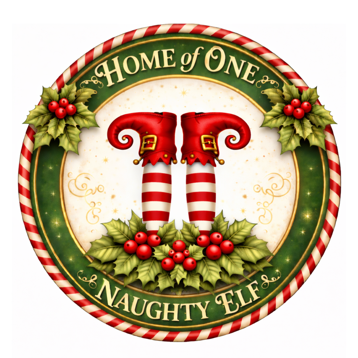 Naughty Elf Christmas 10 inch Wreath Sign, Home Decor, The Ritzy Cactus