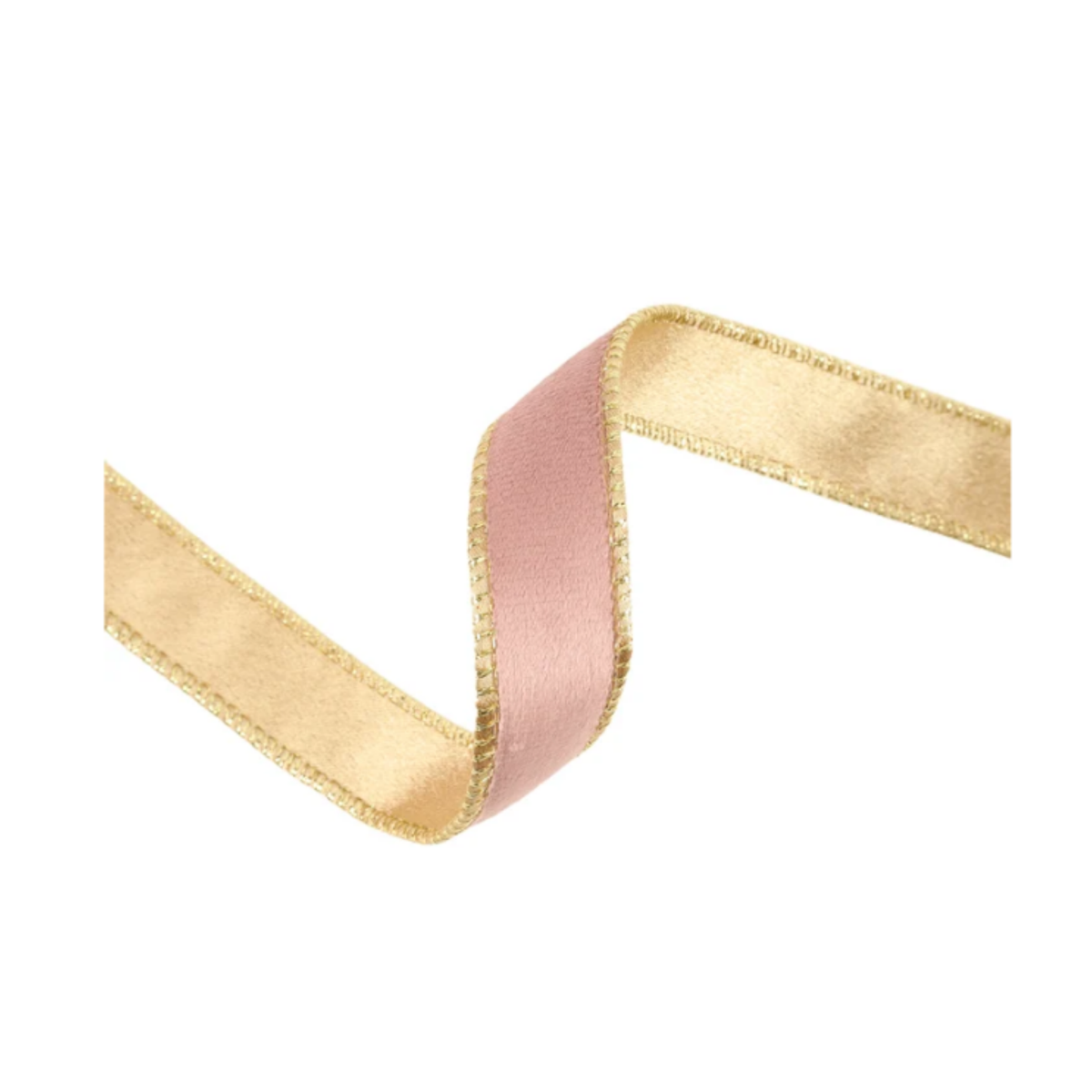 Reversible Pink Gold Velvet Wired Ribbon – 1" x 10 Yards, Wreath Ribbon