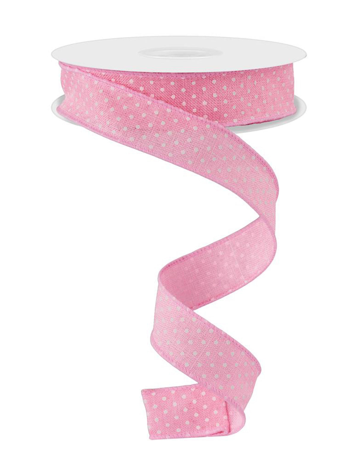 Pink and White Dot Wired Ribbon – 7/8" x 10 Yards, Holiday Wreath Ribbon, Baby Ribbon, Easter Ribbon, Craft Supplies
