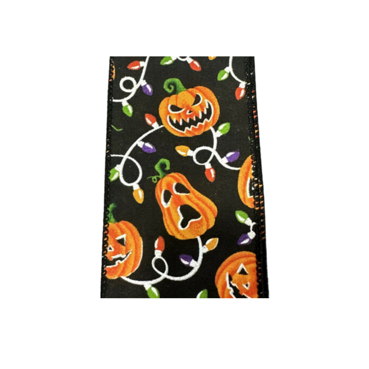 Pumpkin Faces Halloween Wired Ribbon – 2.5" x 10 Yards, Wreath Ribbon