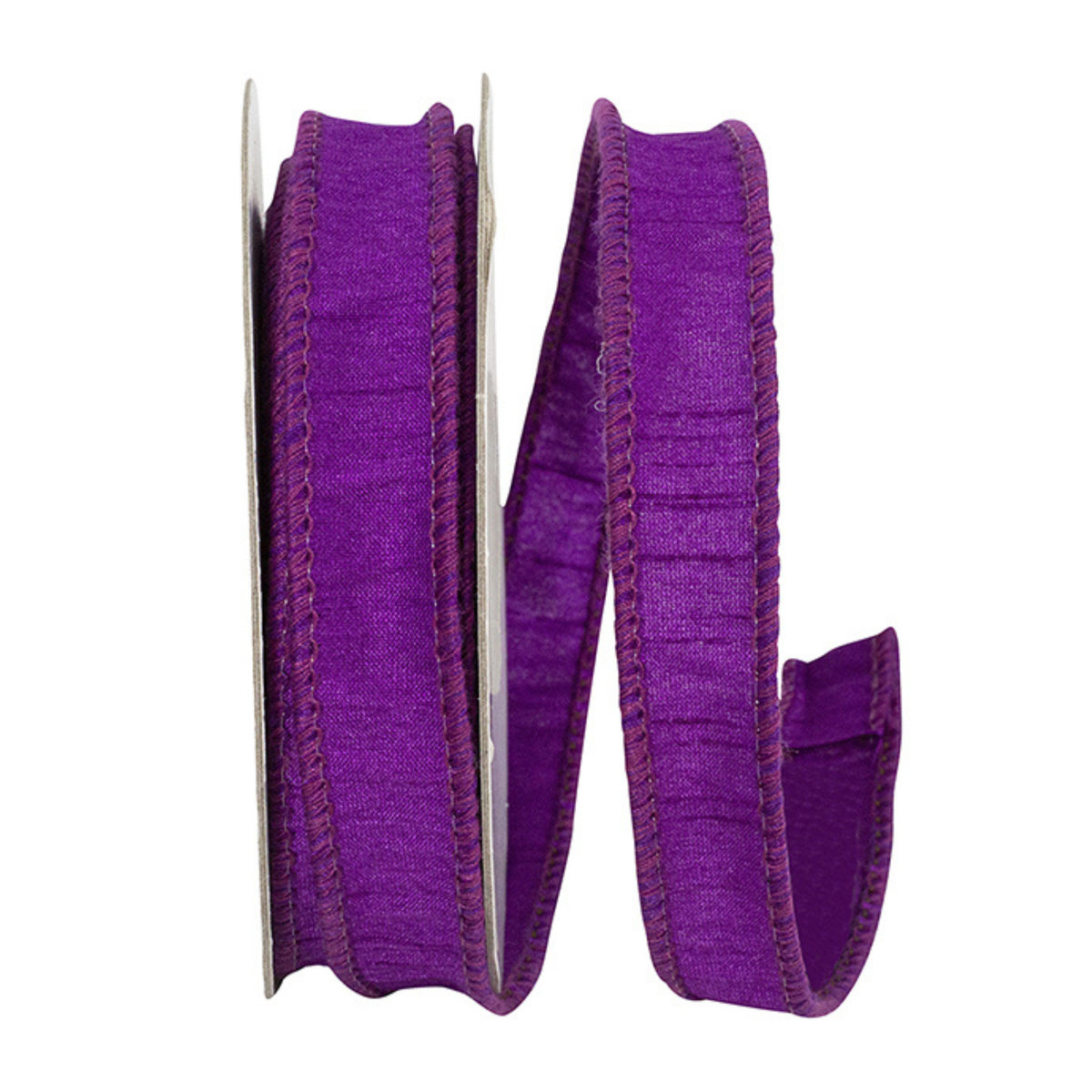 Dupioni Supreme Purple Wired Ribbon – 7/8" x 10 Yards, Wreath Ribbon