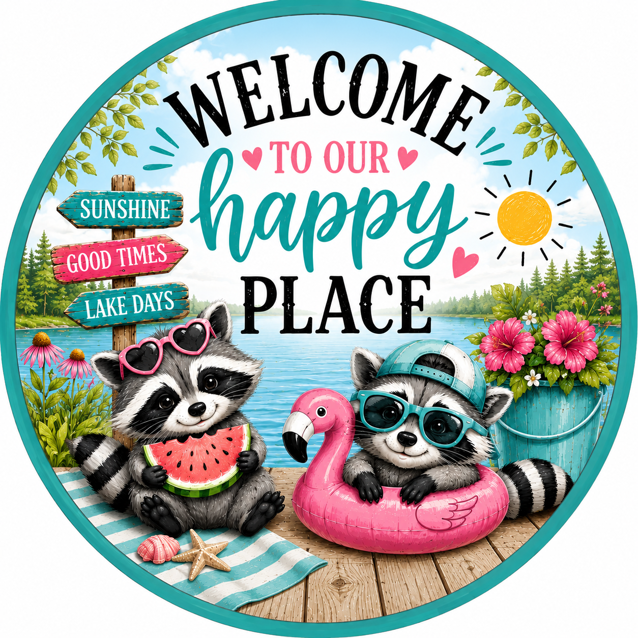Raccoon Lake 10" Wreath Sign, Home Decor, The Ritzy Cactus