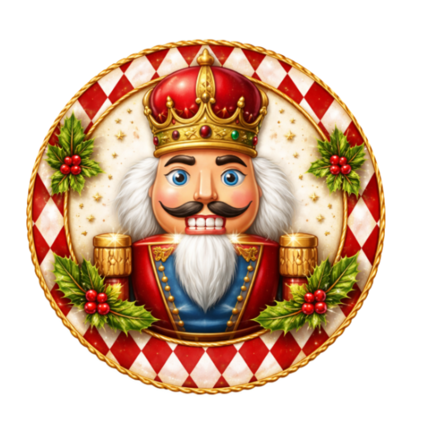 Nutcracker Red Harlequin Christmas Sign 10" Wreath Sign, Home Decor, The Ritzy Cactus