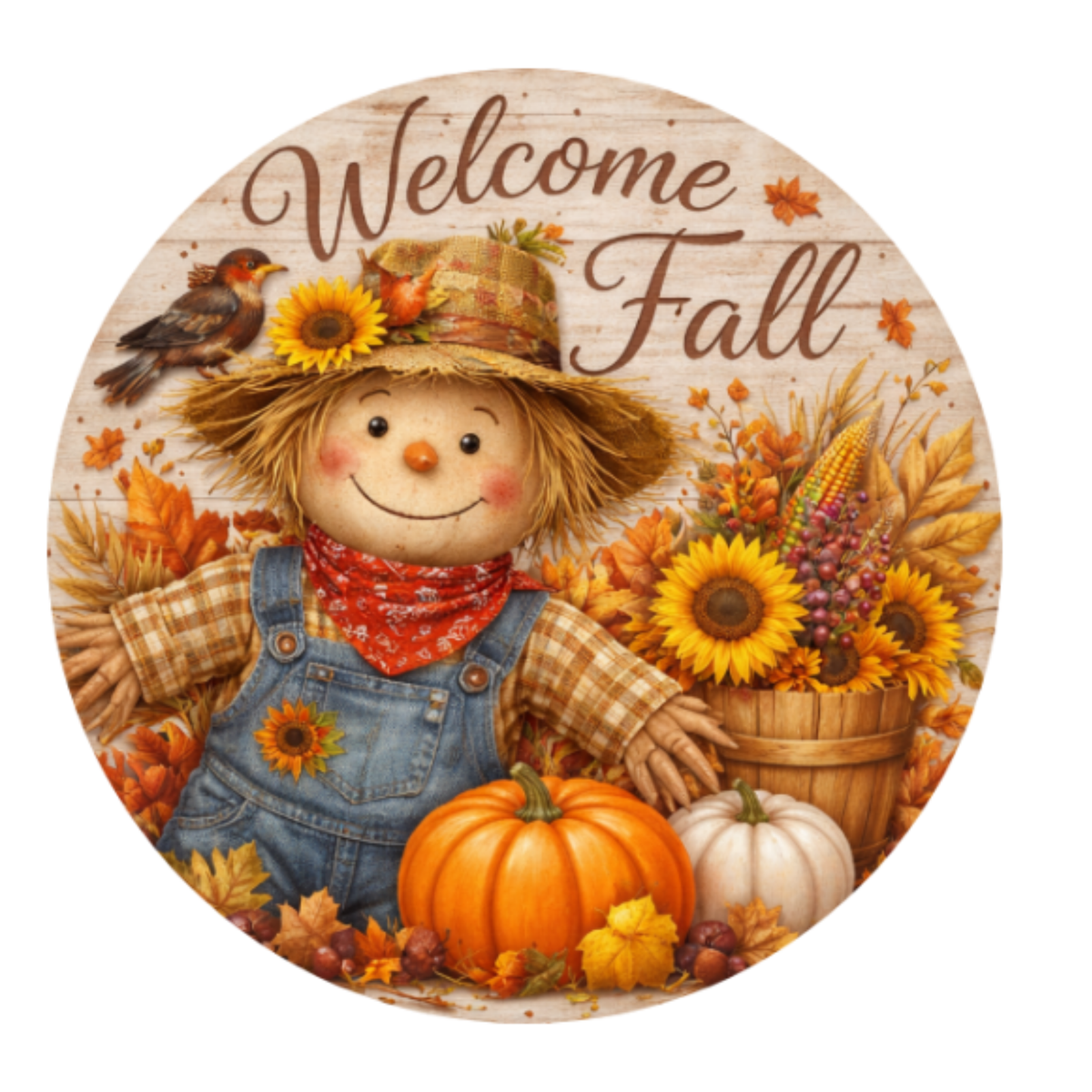 Scarecrow Welcome Sign 10 inch Wreath Sign, Home Decor, The Ritzy Cactus