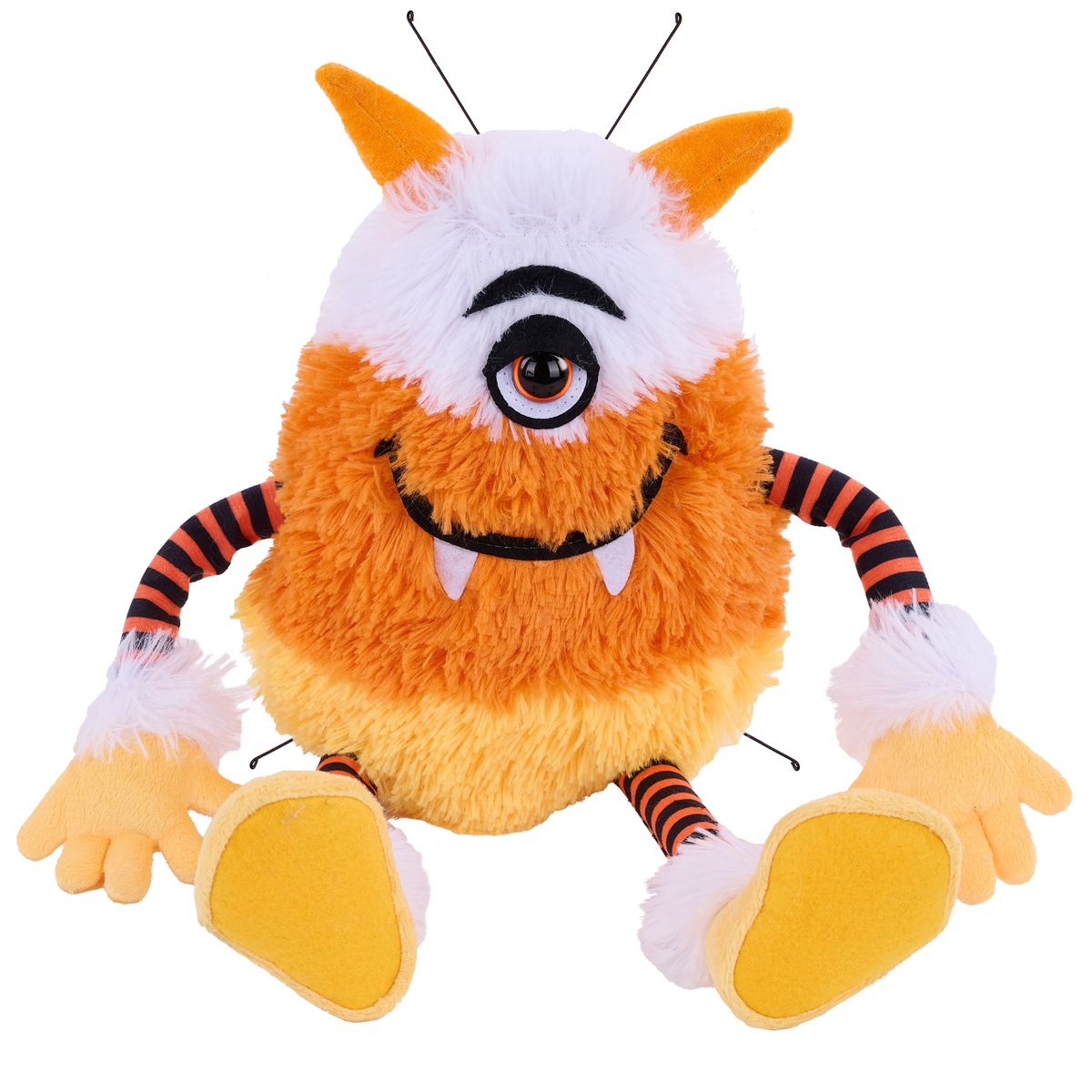 15.25 " Plush Candy Corn Monster With Horns Wreath Attachment, Halloween Wreath Supplies, DIY Craft Supplies, Wreath Making