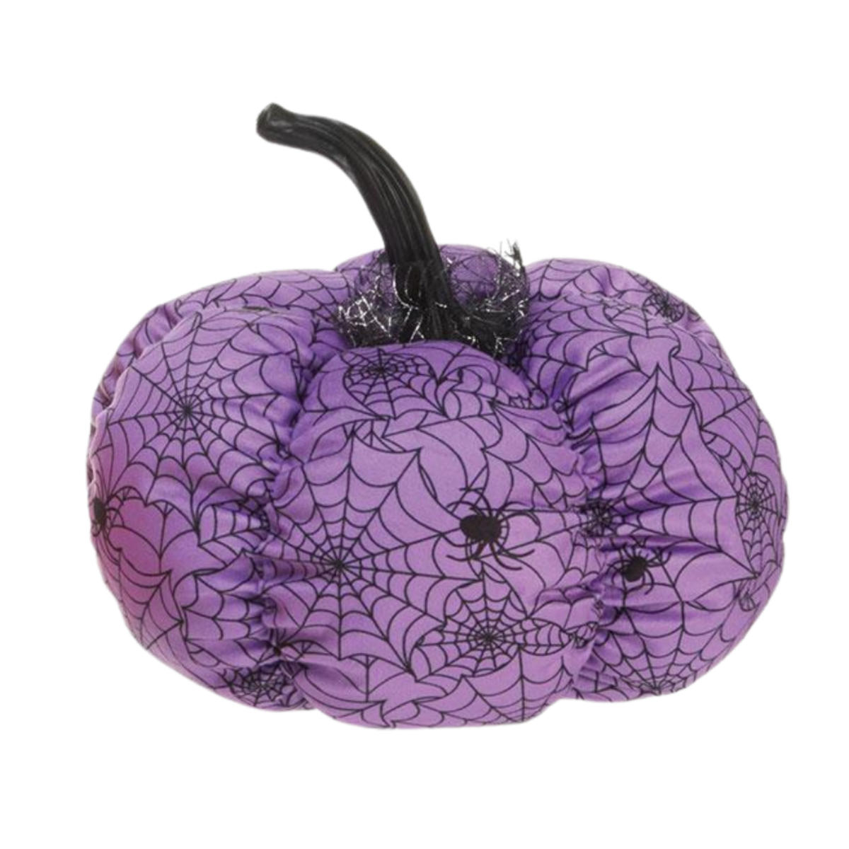 10 Fabric Spider Web Print Pumpkin Wreath Attachment | Halloween Wreath Accent | Purple & Black Cloth Pumpkin, DIY Wreath Supplies