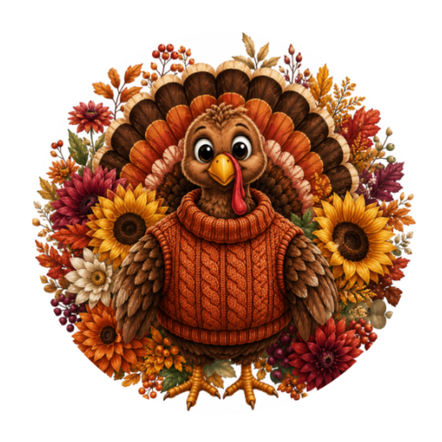 Sweater Turkey 10" Wreath Sign, Home Decor, The Ritzy Cactus