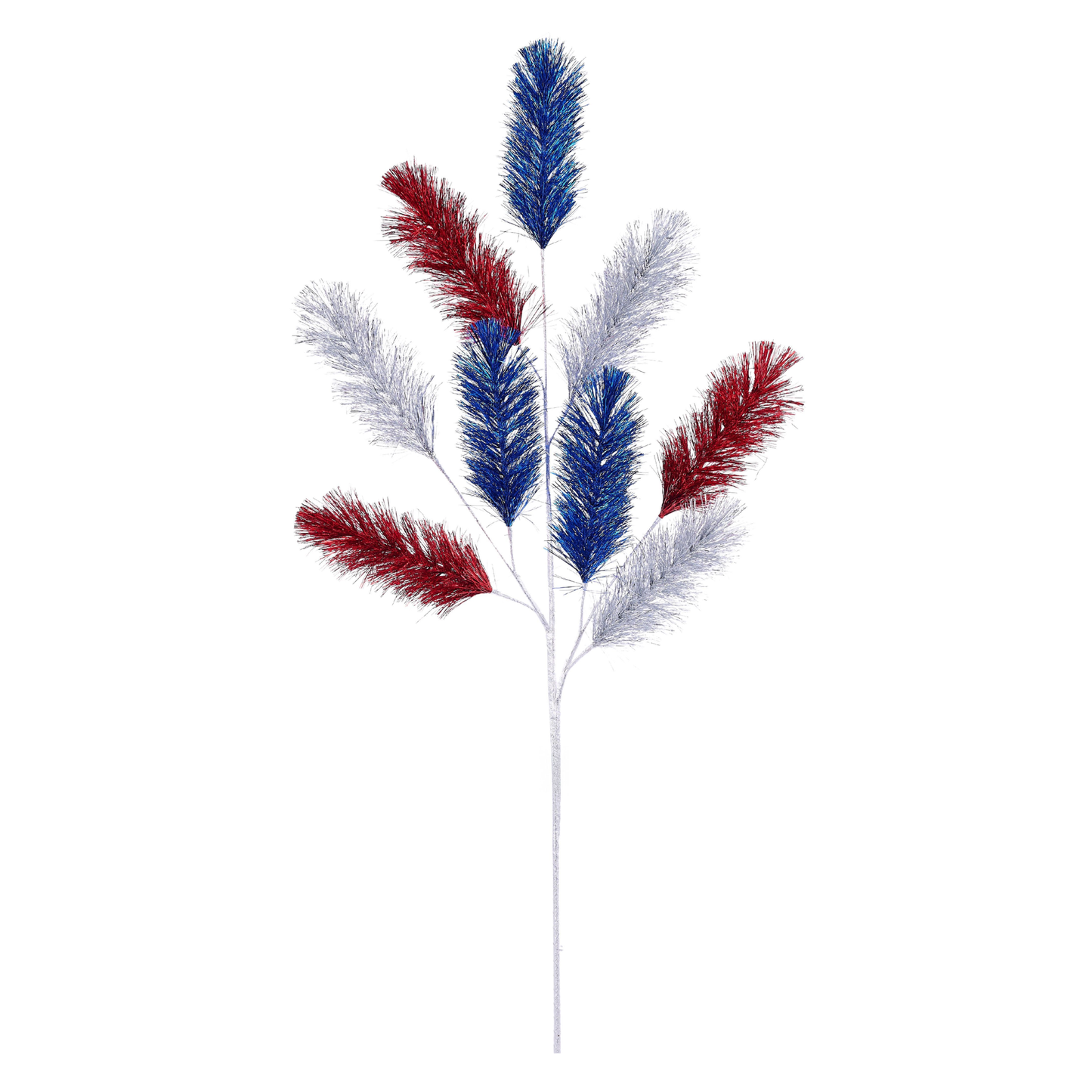 31" Red White Blue Tinsel Spray, Wreath Embellishment, Wreath Supplies, Home Decor, Patriotic Greenery, DIY Craft Supply