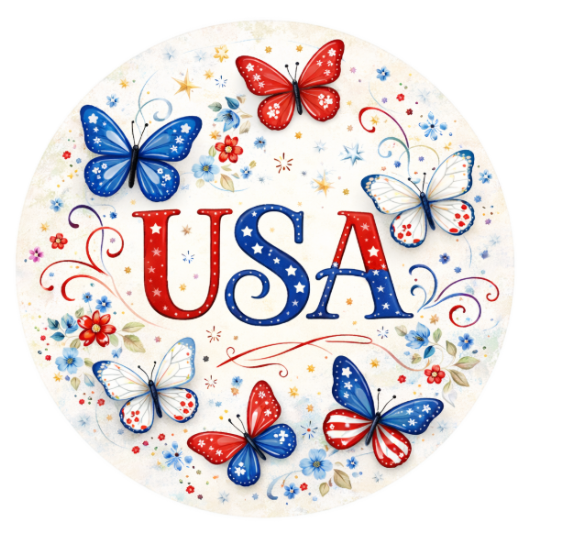 USA Butterflies Sign 10 inch Wreath Sign, Home Decor, The Ritzy Cactus