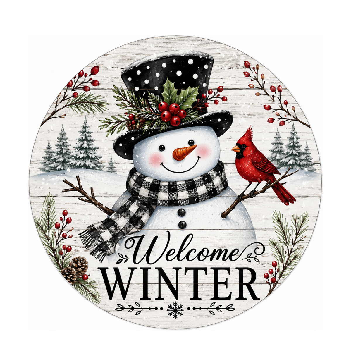 10" Winter Welcome Snowman Sign, Metal Wreath Sign, Winter Sign Home Decor