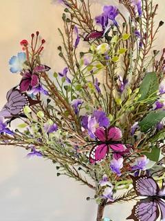 20" Wildflower w/Butterfly Spray, Wreath Embellishment, Wreath Supplies, Home Decor, Greenery, DIY Craft Supply