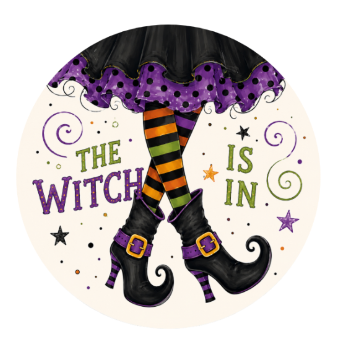 10" Witch is In Halloween Sign, Metal Wreath Sign, Home Decor