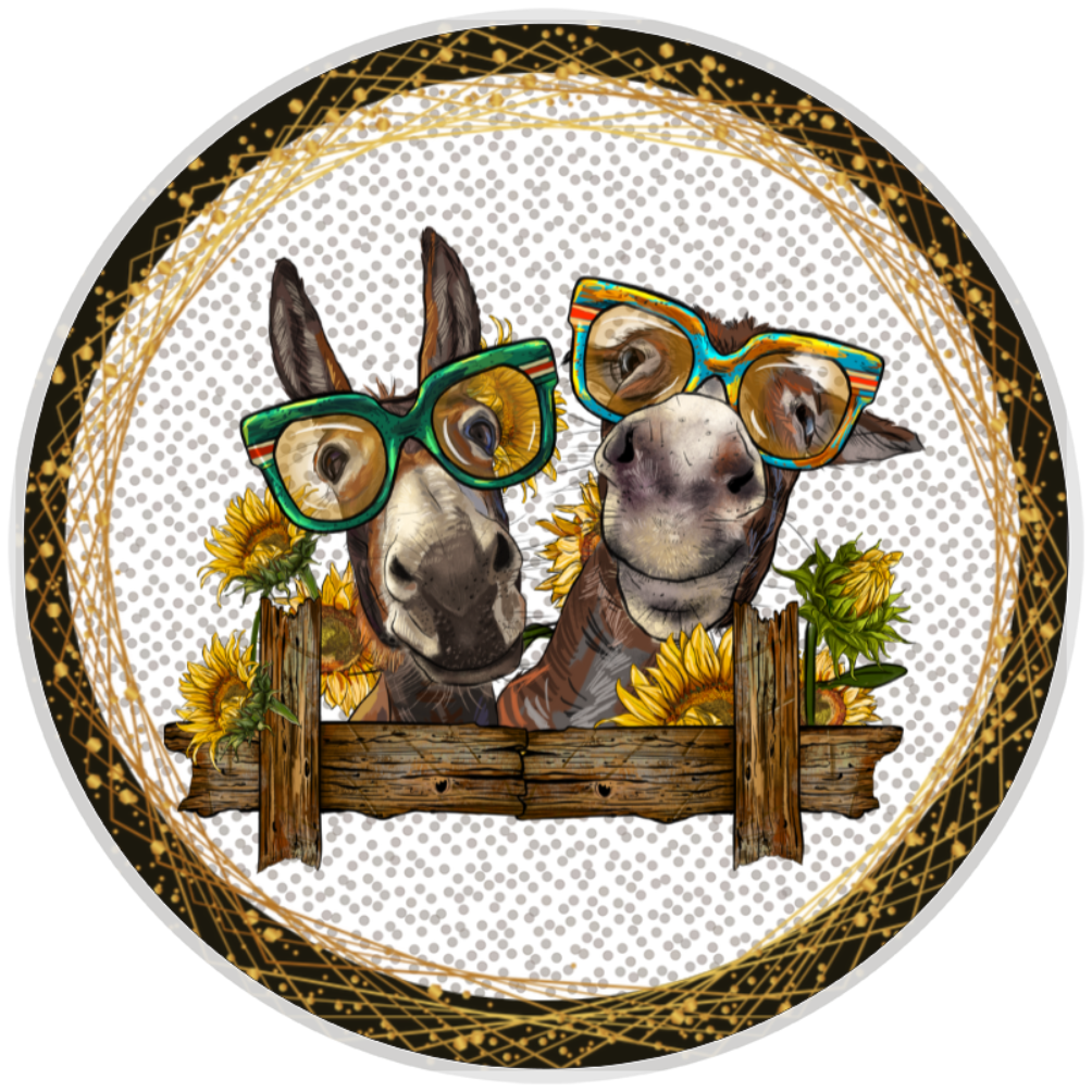 10” Donkey Sunflower Nerd Glasses Sign, Home Decor, Aluminum, The Ritzy Cactus