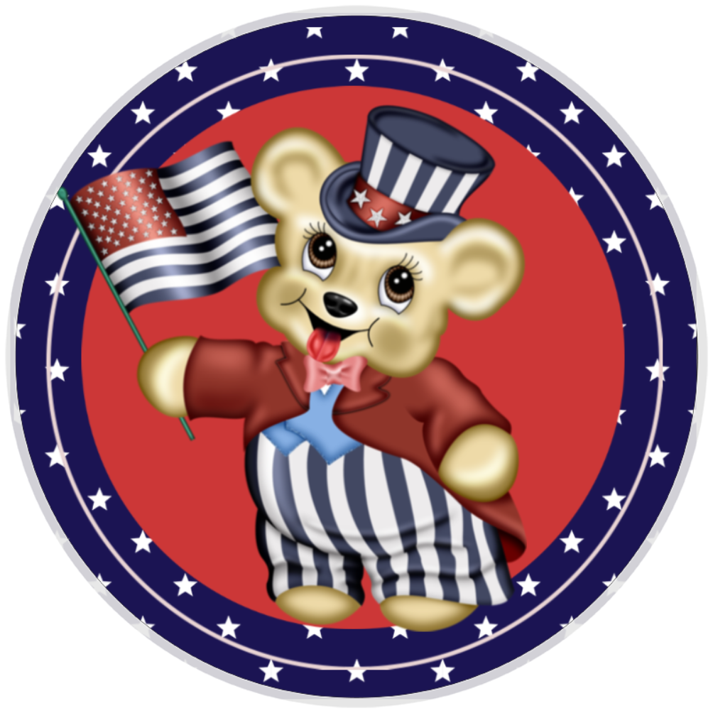10” Patriotic Teddy Bear Sign, Home Decor, Aluminum, The Ritzy Cactus