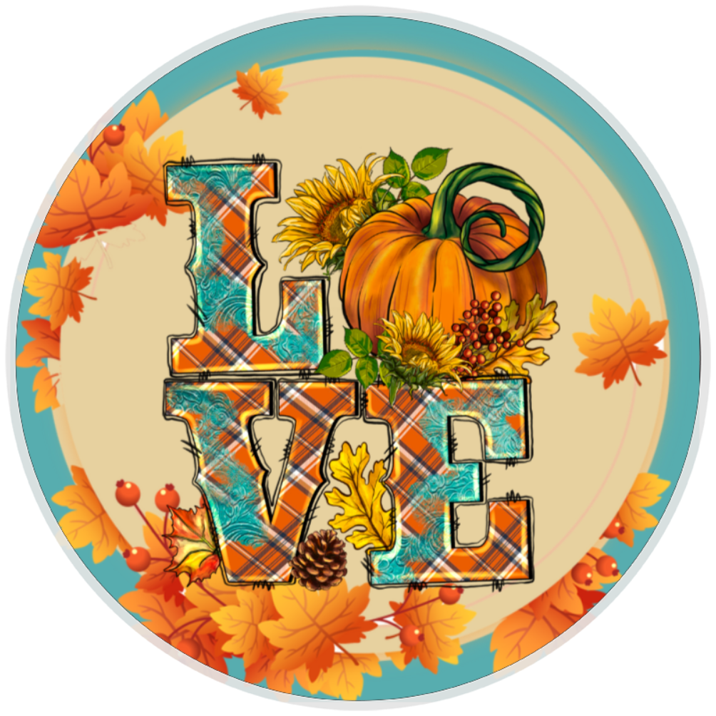 10” Fall Love Leopard Pumpkin Wreath Sign, Home Decor, Aluminum, The Ritzy Cactus