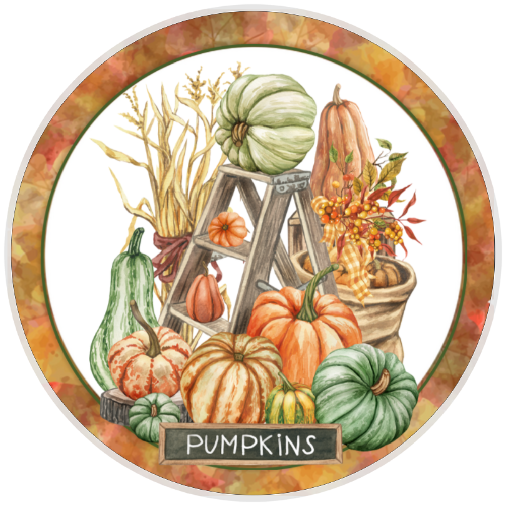 10” Fall Pumpkin Ladder Wreath Sign, Home Decor, Aluminum, The Ritzy Cactus
