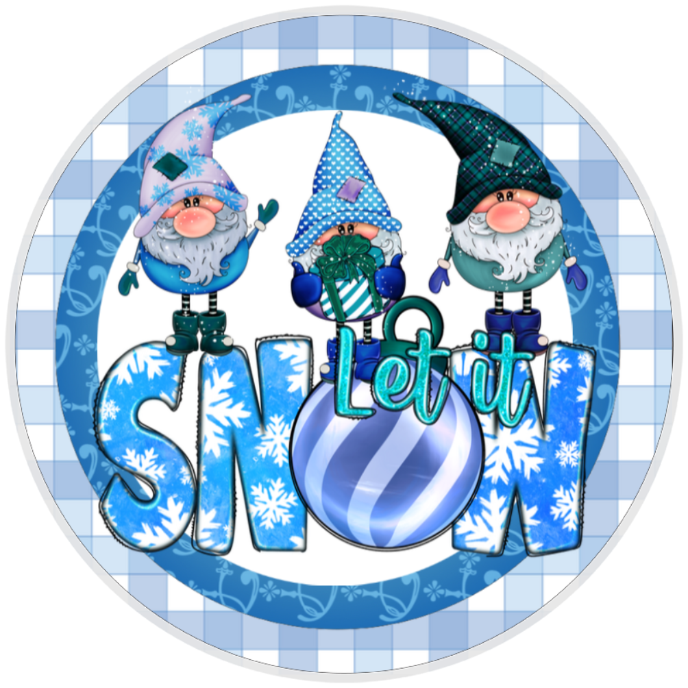 10” Let It Snow Gnome Wreath Sign, Home Decor, Aluminum, The Ritzy Cactus