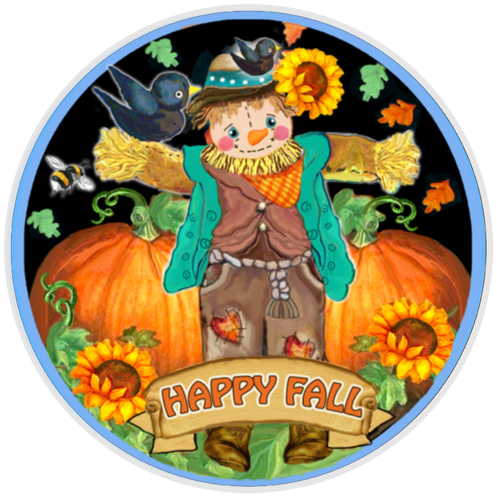 10” Hello Fall Scarecrow Sign, Home Decor, Aluminum, The Ritzy Cactus