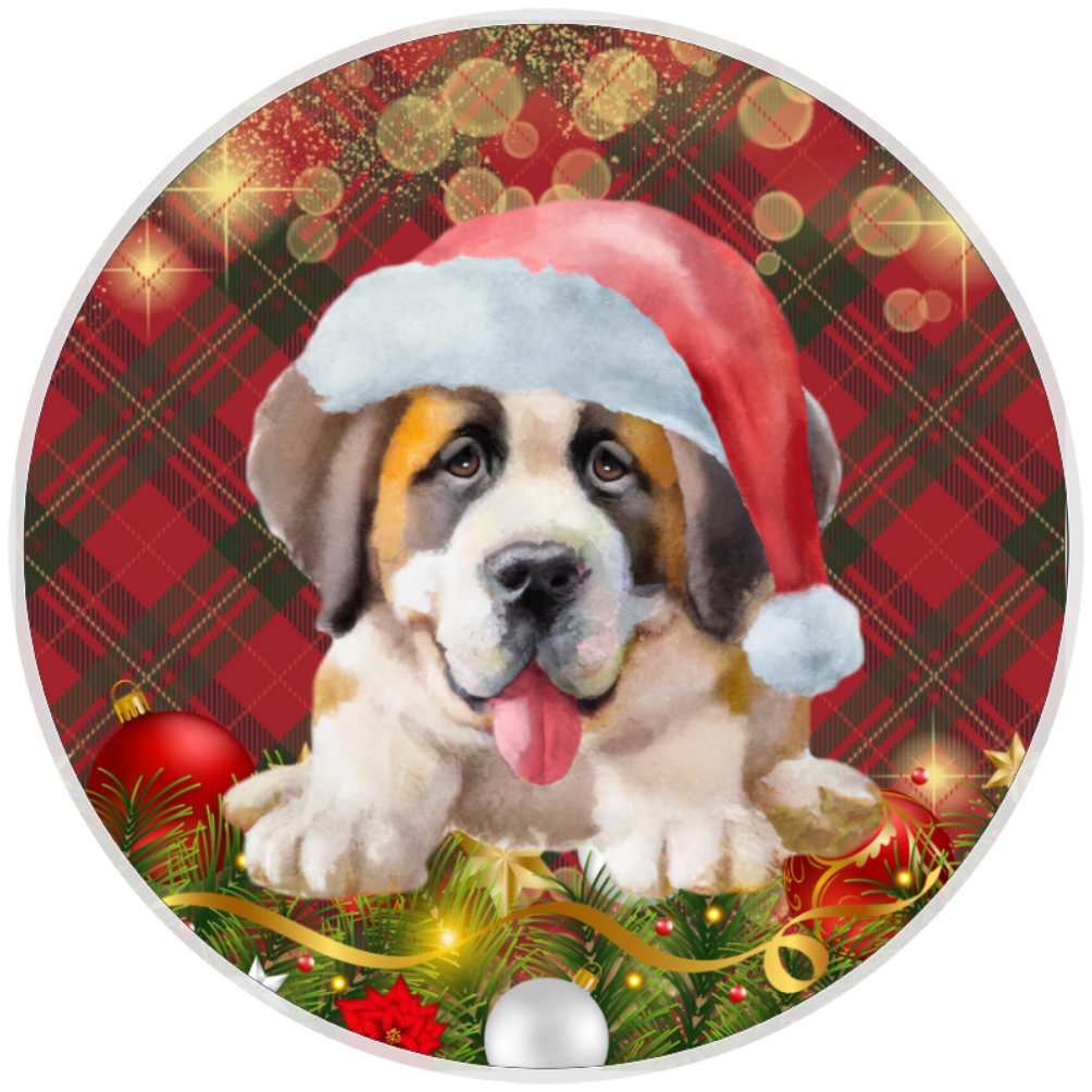 10” Christmas Saint Bernard Dog Sign, Home Decor, Aluminum, The Ritzy Cactus