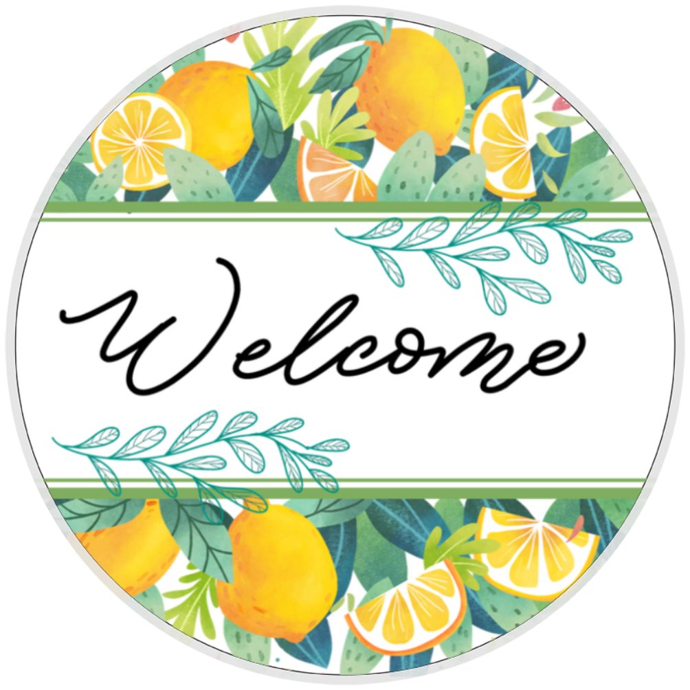 10” Lemon Welcome  Sign, Home Decor, Aluminum, The Ritzy Cactus