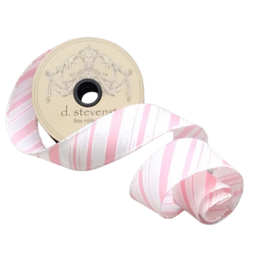 Satin Iridescent Glitter Pink Wired Ribbon by d. Stevens Ribbon – 1.5" x 10 Yards, Fine Ribbon, Wreath Supplies, The Ritzy Cactus