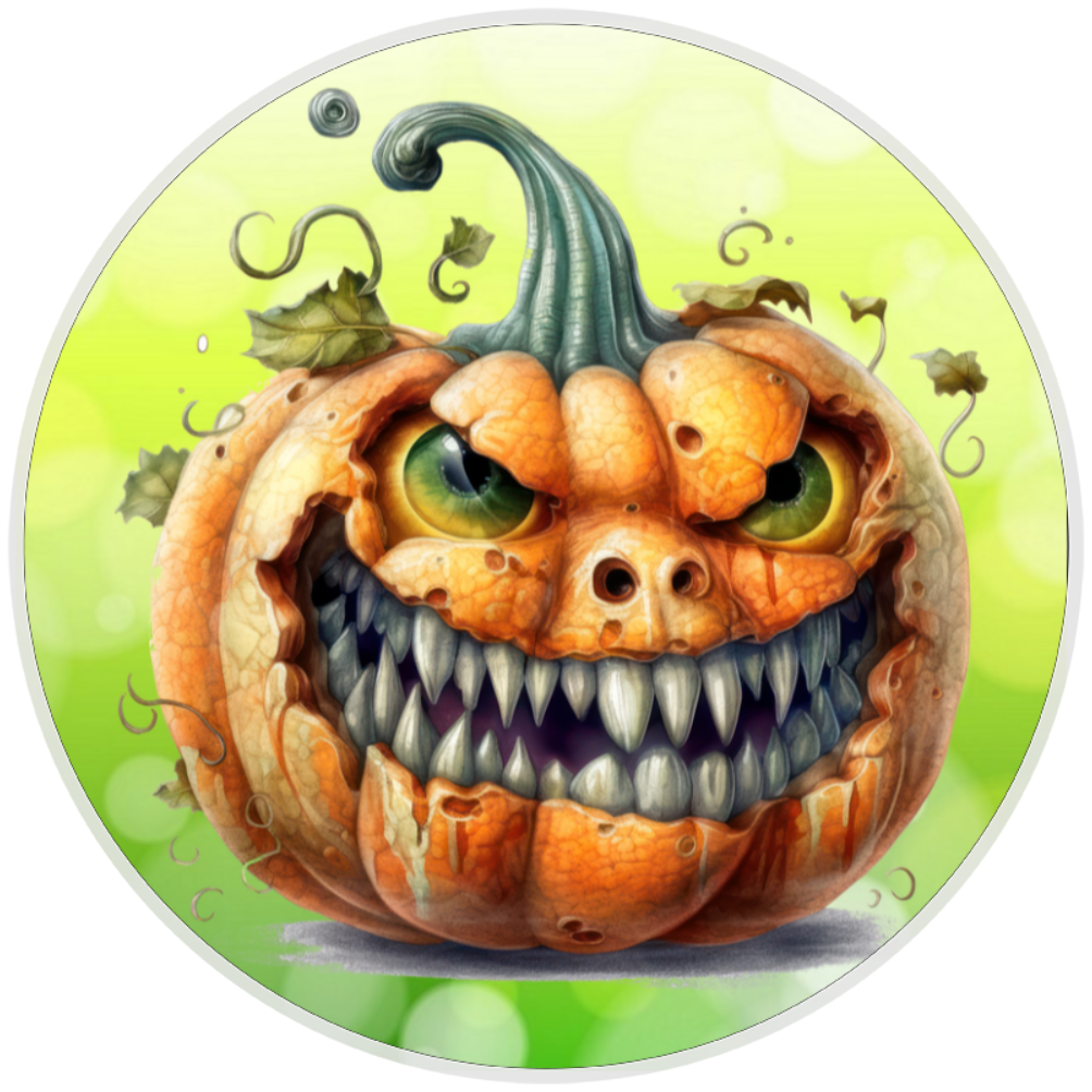 10” Spooky Pumpkin Halloween  Sign, Home Decor, Aluminum, The Ritzy Cactus