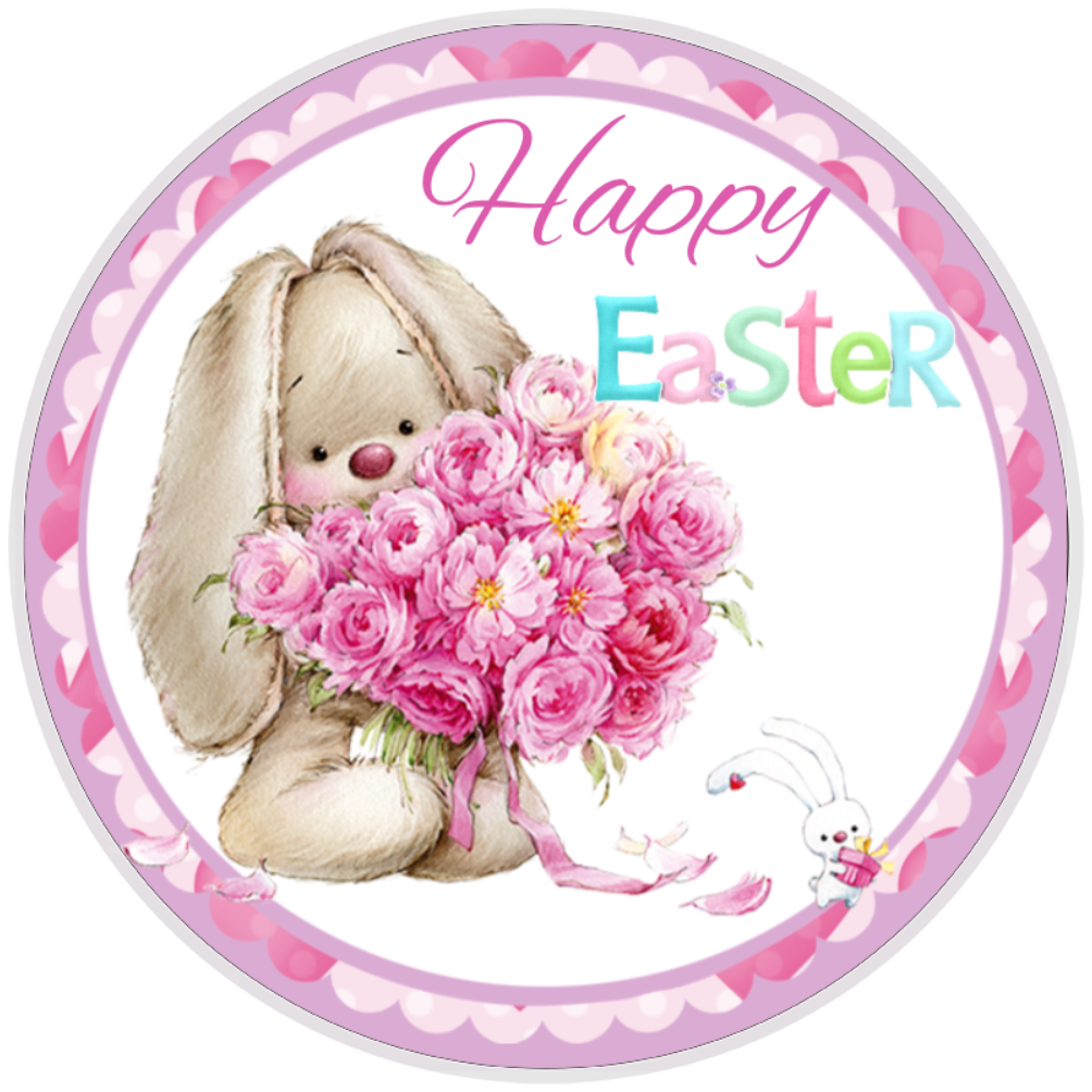 10” Happy Easter Floppy Bunny  Sign, Home Decor, Aluminum, The Ritzy Cactus