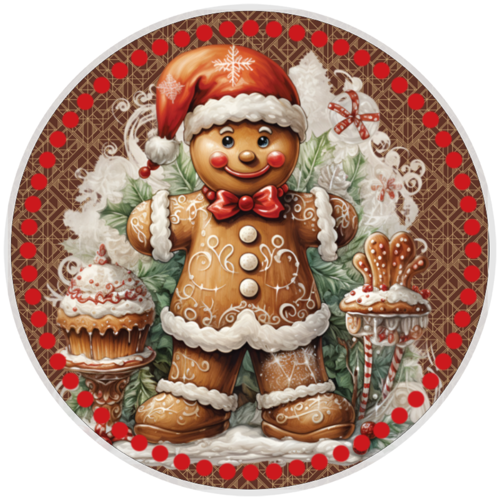 10” Gingerbread Cookie Christmas Wreath Sign, Home Decor, Aluminum, The Ritzy Cactus