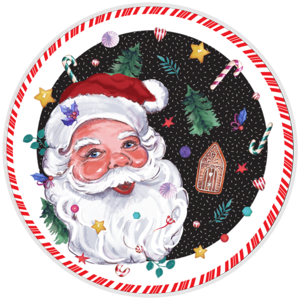 10” Jolly Santa Wreath Sign, Home Decor, Aluminum, The Ritzy Cactus