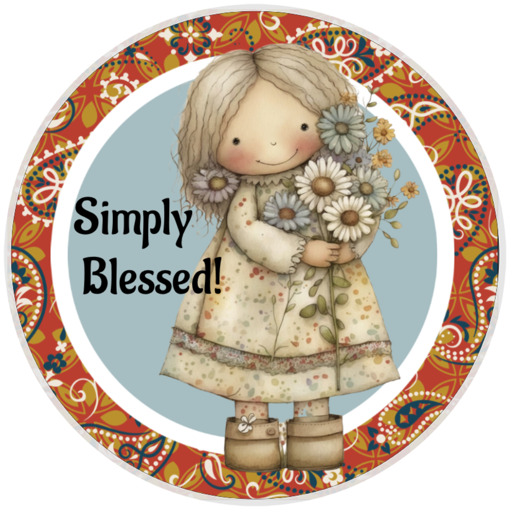 10” Simply Blessed Little Daisy Girl Sign, Home Decor, Aluminum, The Ritzy Cactus