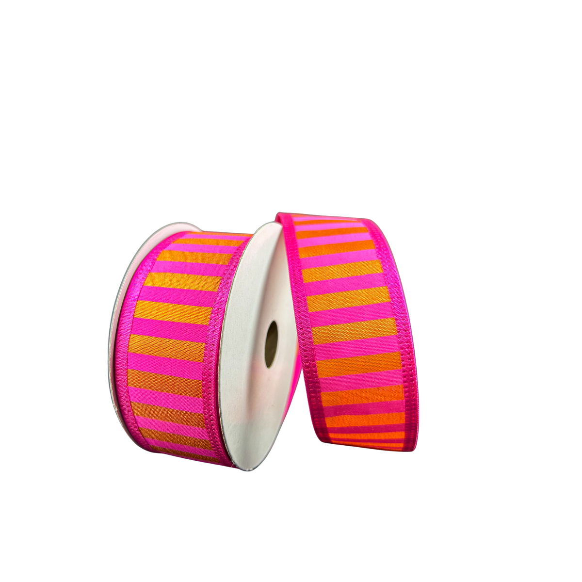 Pink Orange Stripe Halloween Wired Ribbon  – 1.5" x 10 Yards, Wreath Ribbon