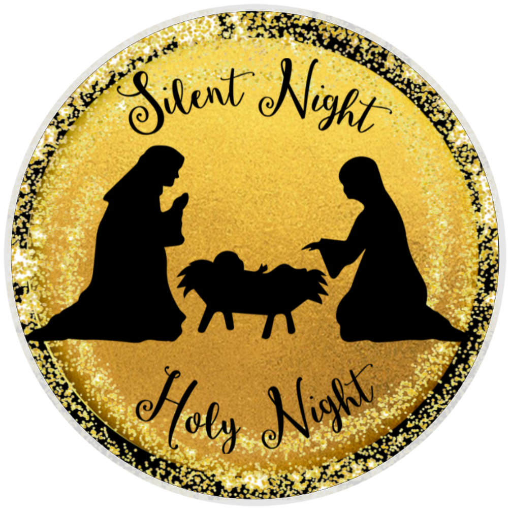 10” Holy Night Christmas Wreath Sign, Home Decor, Aluminum, The Ritzy Cactus