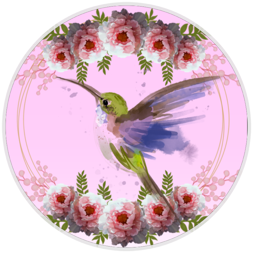 10” Hummingbird Floral Wreath Sign, Home Decor, Aluminum, The Ritzy Cactus