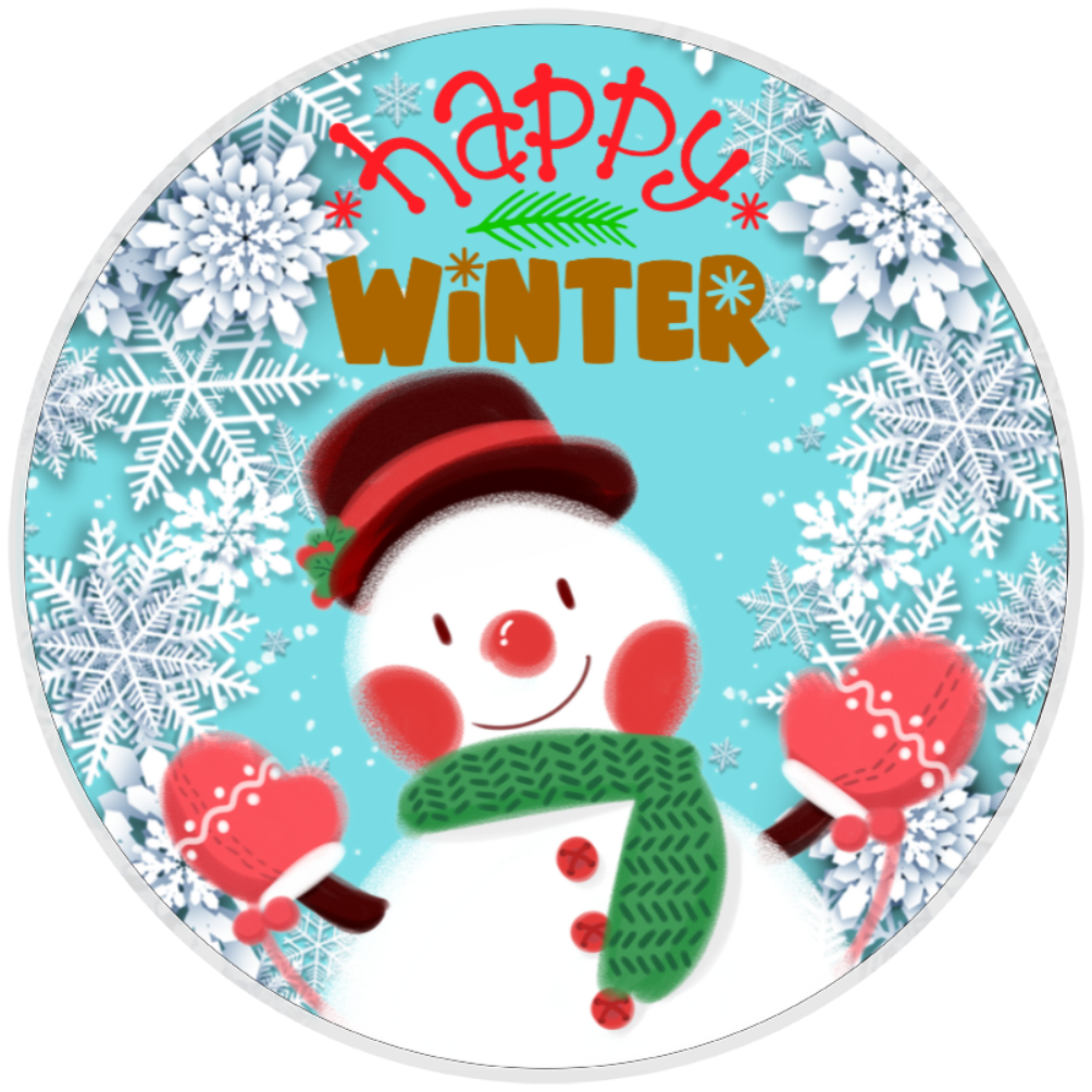 10” Happy Winter Snowman Wreath Sign, Home Decor, Aluminum, The Ritzy Cactus