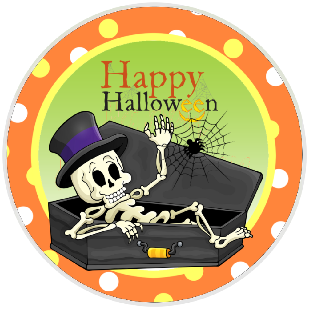 10” Halloween Skeleton  Wreath Sign, Home Decor, Aluminum, The Ritzy Cactus