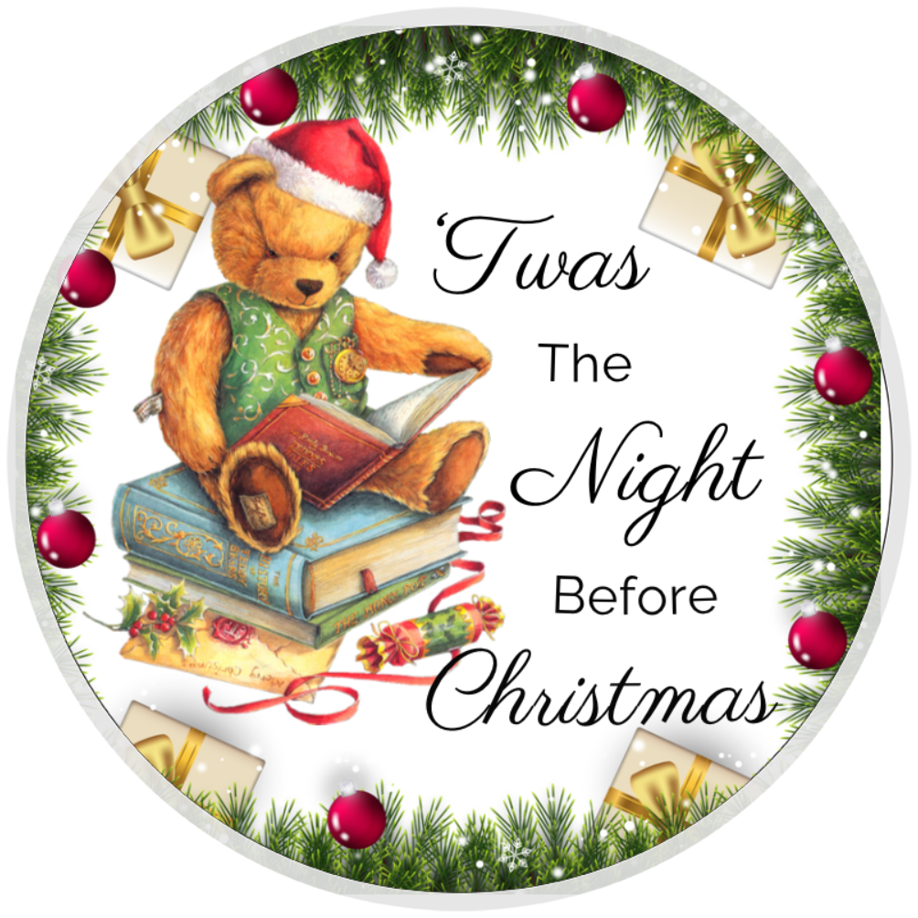 10” Bear ‘Twas The Night Before Christmas Wreath  Sign, Home Decor, Aluminum, The Ritzy Cactus