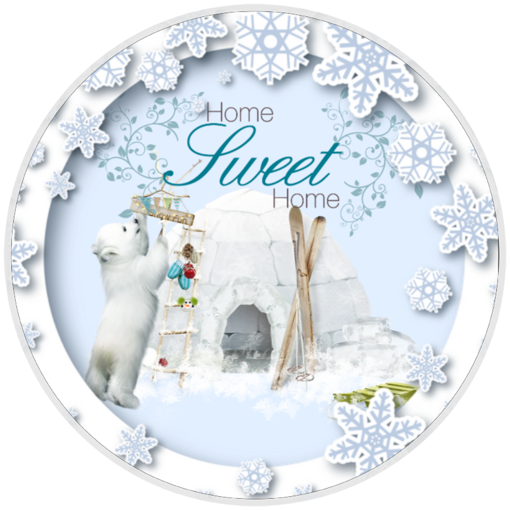 10” Polar Bear Home Sweet Home Sign, Home Decor, Aluminum, The Ritzy Cactus