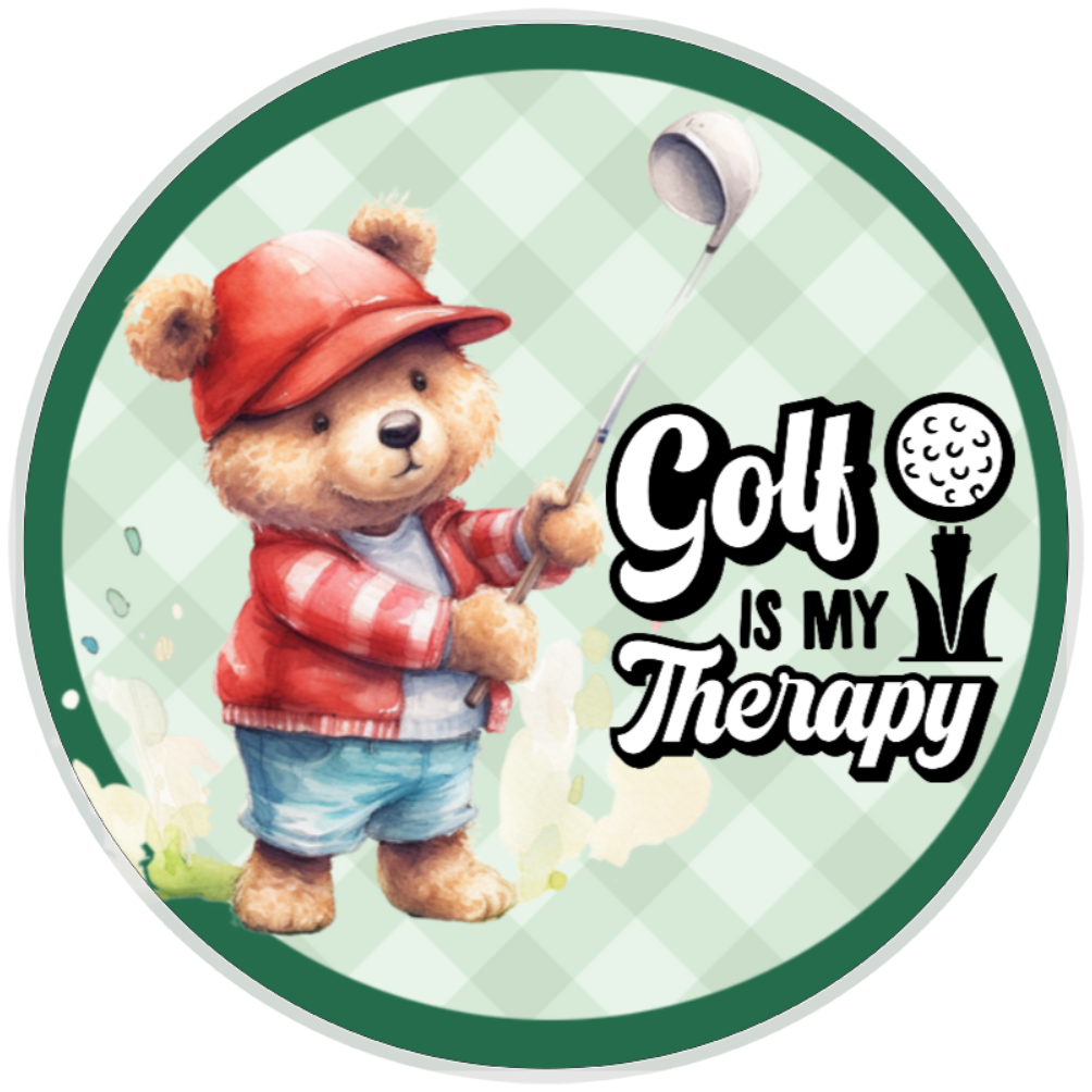 10” Teddy Bear Golf Therapy Sign, Home Decor, Aluminum, The Ritzy Cactus