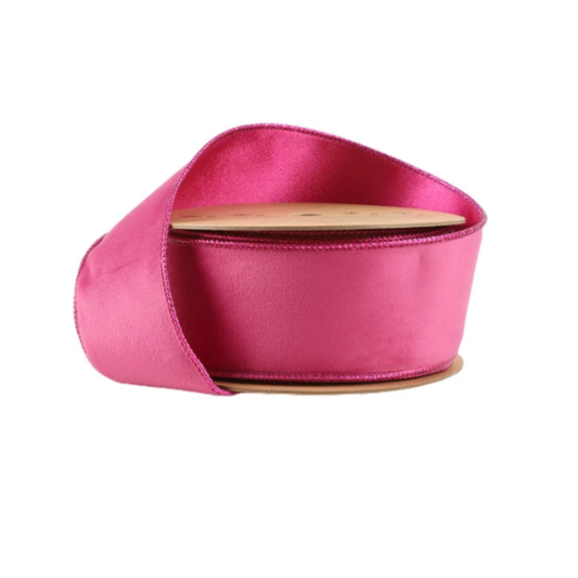 Reversible Hot Pink Shimmer Wired Ribbon – 2.5" x 10 Yards,  Holiday Wreath Ribbon