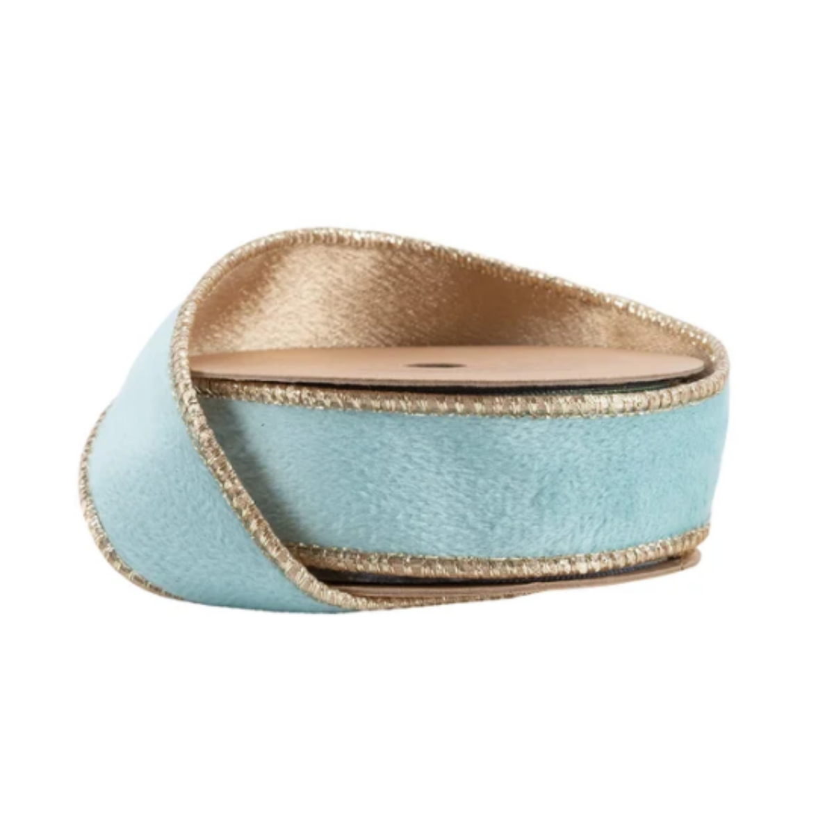 Reversible Aqua Gold Velvet Wired Ribbon – 1" x 10 Yards,  Wreath Ribbon