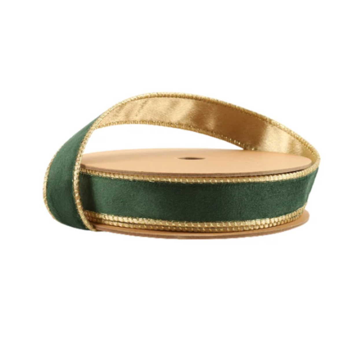 Reversible Green Gold Wired Ribbon  1" x 10 Yards,  Wreath Ribbon
