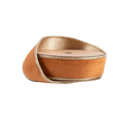 Reversible Rust Gold Wired Ribbon  – 1" x 10 Yards,  Wreath Ribbon