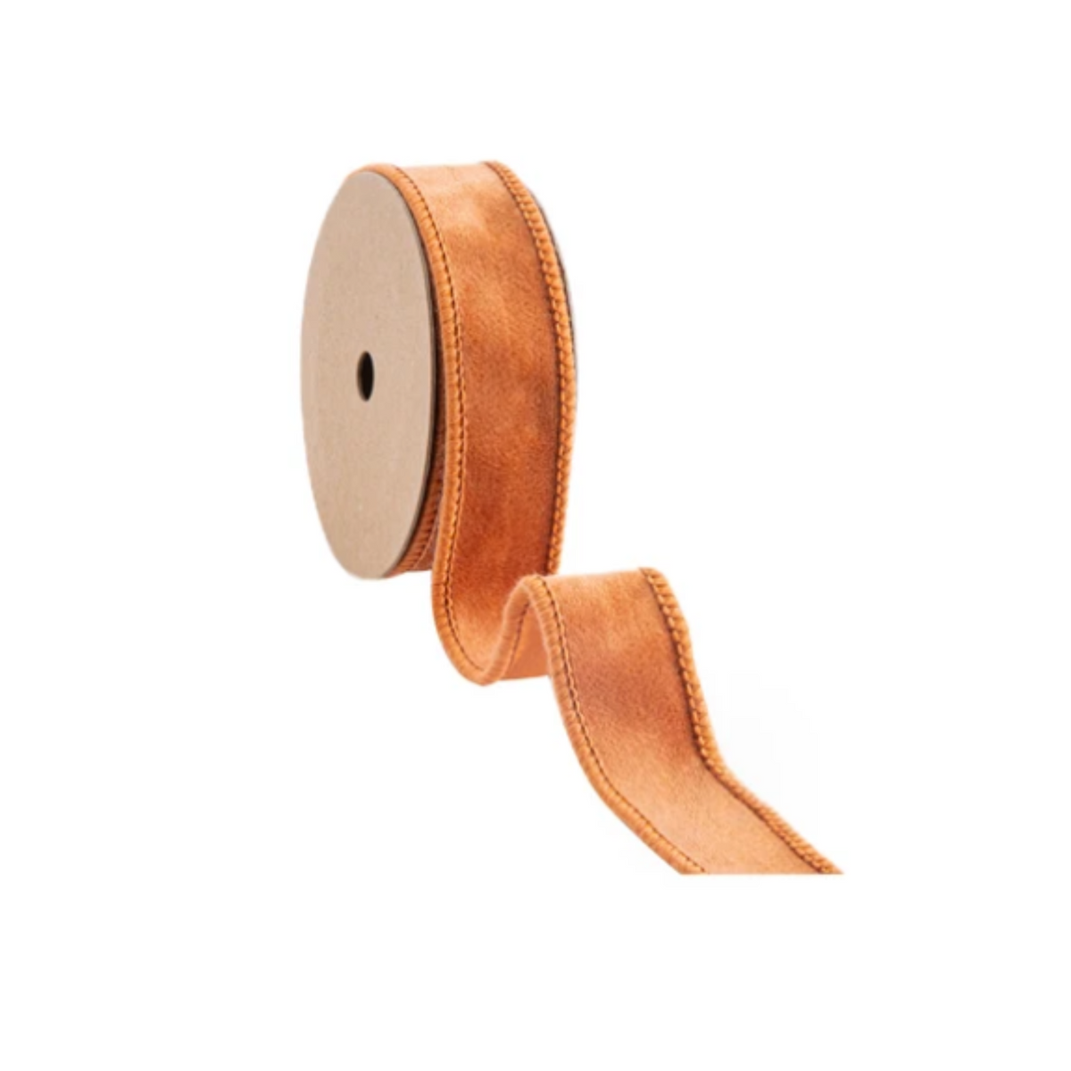Velour Ribbon Orange Wired Ribbon – 1" x 10 Yards,  Wreath Ribbon