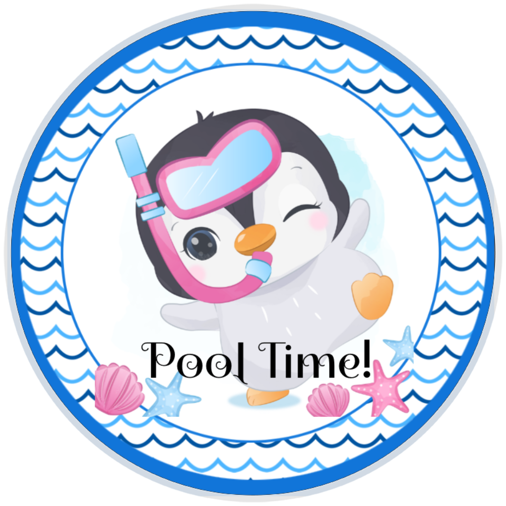 10” Pool Time Penguin Sign, Home Decor, Aluminum, The Ritzy Cactus